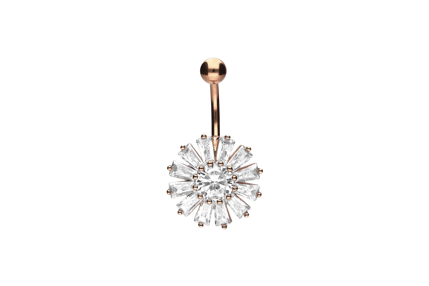 Chirurgenstahl Bananabell Piercing mit Brass-Design KRISTALLBLUME ++SALE++